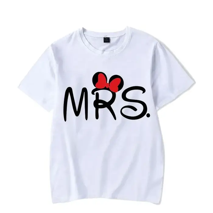 T-shirt unisexe à manches courtes imprimé Mr Mrs Mouse Cartoon, T-shirt couple, mode décontractée, t