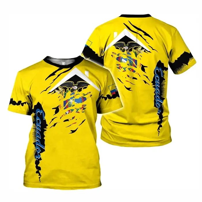 T-shirt pour homme avec drapeau de l'Équateur, imprimé 3D, séchage rapide, respirant, manches courte
