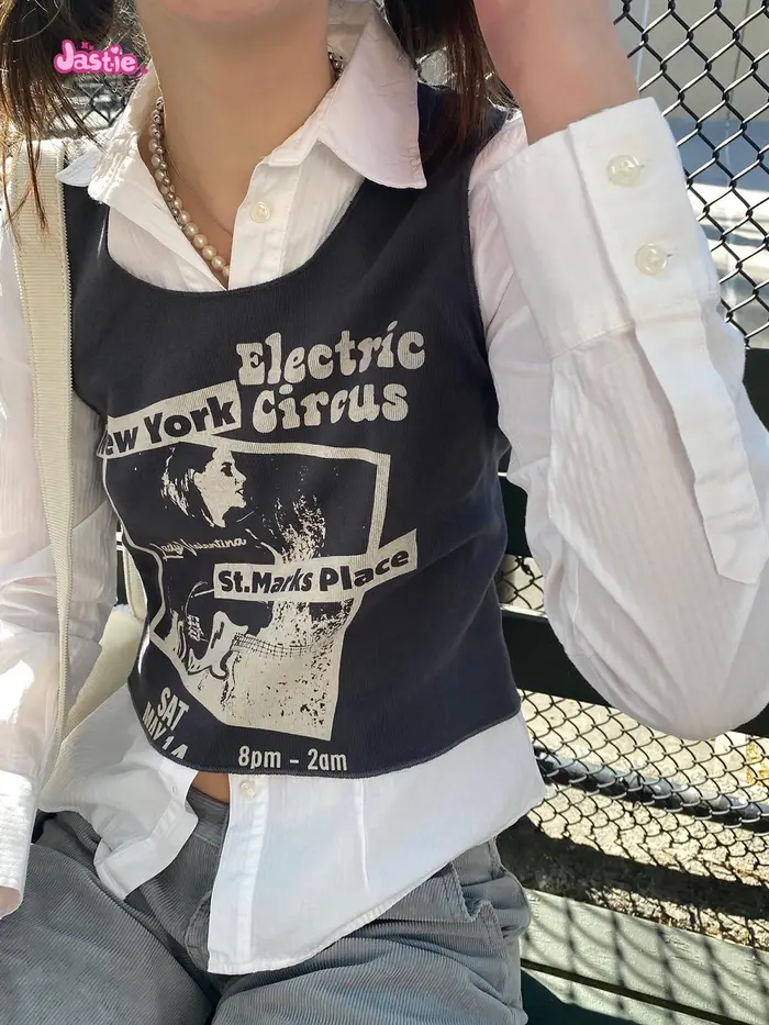 T-shirt en coton doux imprimé groupe de rock vintage pour femme