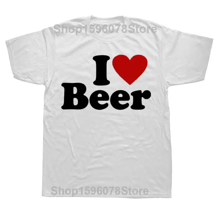 T-shirt graphique drôle I Love Beer Red Coussins pour hommes et femmes