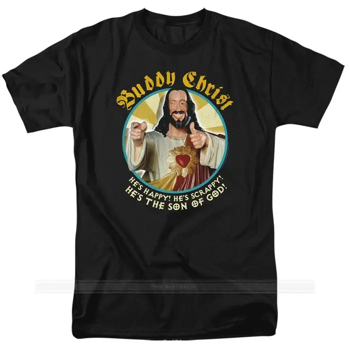 T-shirt homme femme, humoristique et décontracté, avec licence musée et Silent Bob Buddy Christ