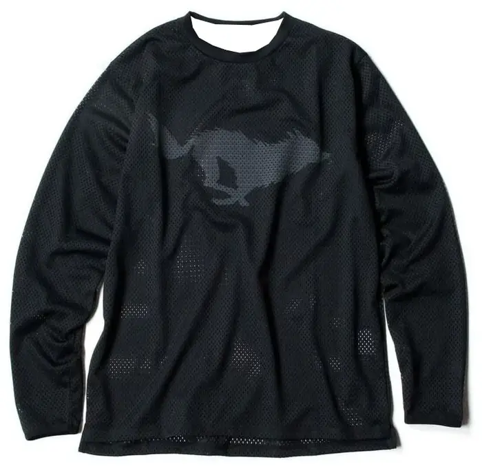 T-shirt de moto à manches longues en maille respirante motif loup bleu pour motard et streetwear Mot