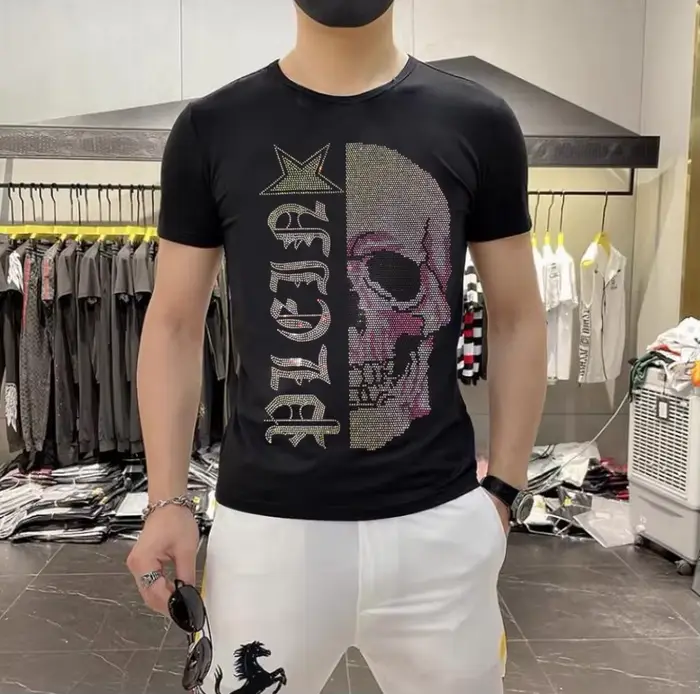 T-shirt ras du cou en pur coton avec biscuits pour hommes