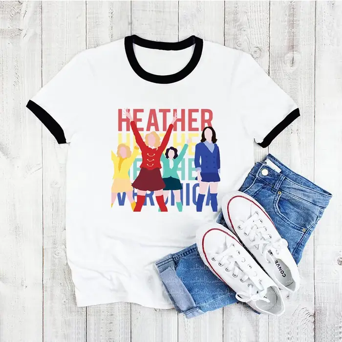 T-shirt Heathers pour femmes, humoristique et à la mode, imprimé graphique musical, été