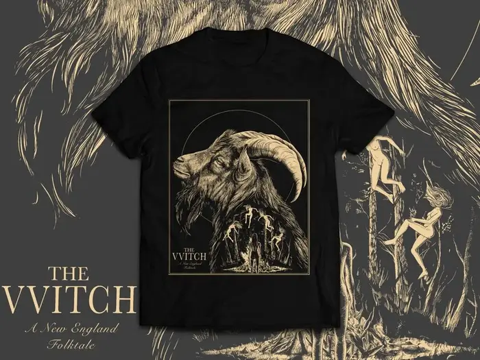 Sorcière VVitch Inspiré Noir Phillip T-shirt Art Rétro Années 90 Tatouage Y2K Chemise Conçu pour Hommes et Femmes avec Personnalité Gothique