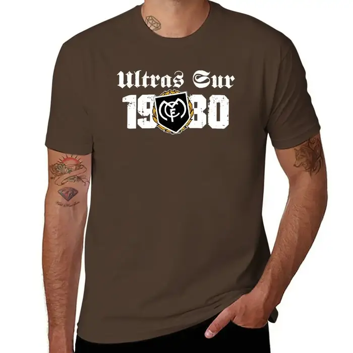 Nouveau T-shirt ULTRAS SUR 1980 surdimensionné pour hommes, blanc, col rond, style vintage