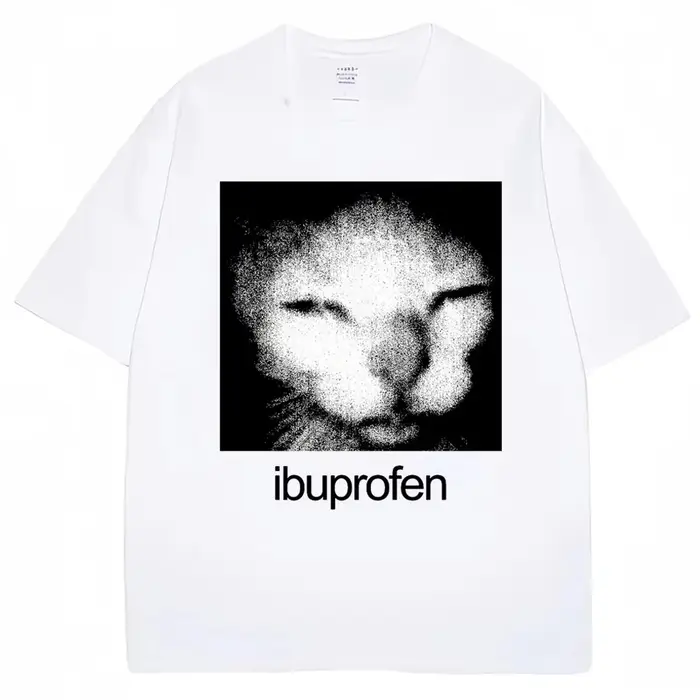 2026 Vintage Drôle Ibuprofen Chat Meme Graphique T-shirt Femmes Humor Mode T-shirts Surdimensionné D