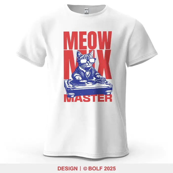 Meow Mix Master imprimé hommes T-Shirt 100% coton surdimensionné dessin animé graphique t-shirts pour haut pour femme décontracté Streetwear