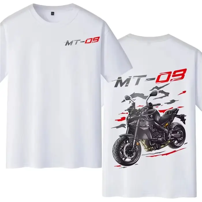 T-shirt imprimé en coton pour motocycliste MT-09, T-shirt graphique rétro décontracté à manches cour