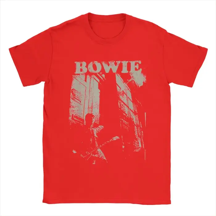 T-shirt graphique David Bowie Glam Rock Band, style vintage délavé, unisexe, coupe oversize, col rond, en coton, manches courtes