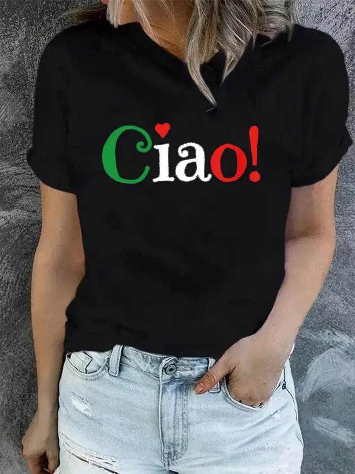 2024 Ciao créativité italienne graphique T-Shirt femmes été Original Noble filles best-seller hauts