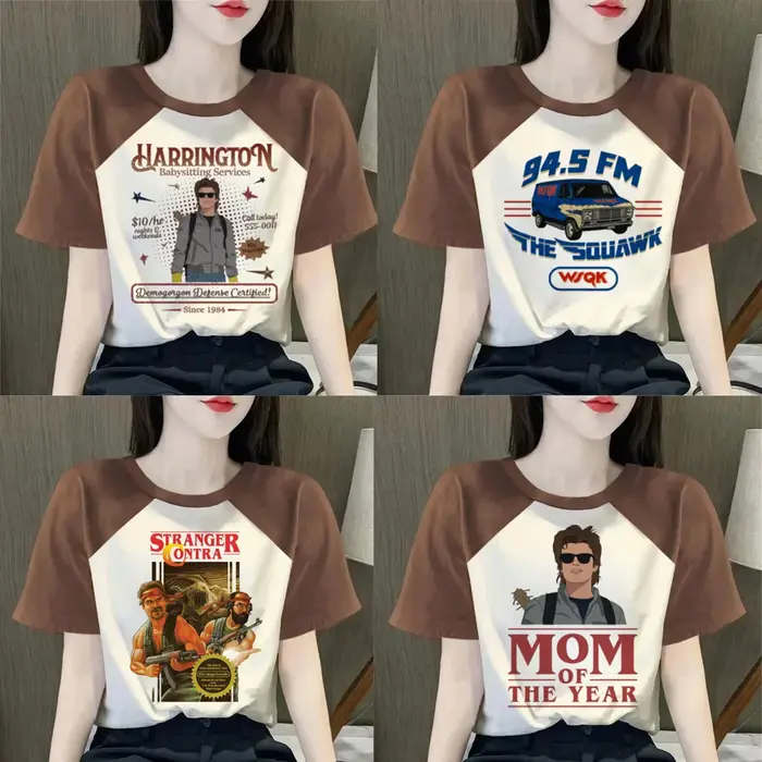 Steve Harrington Top T-Shirts femmes à l'envers université Harajuku Hawkins Hip Hop graphique chemise colorée