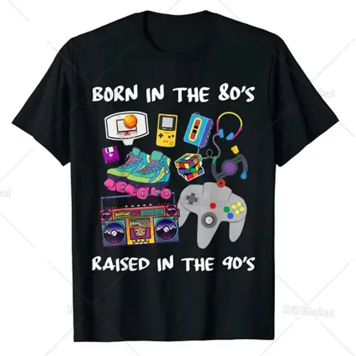 T-Shirt graphique de Style rétro des années 80 et 90, né dans les années 80 surélevé dans les années