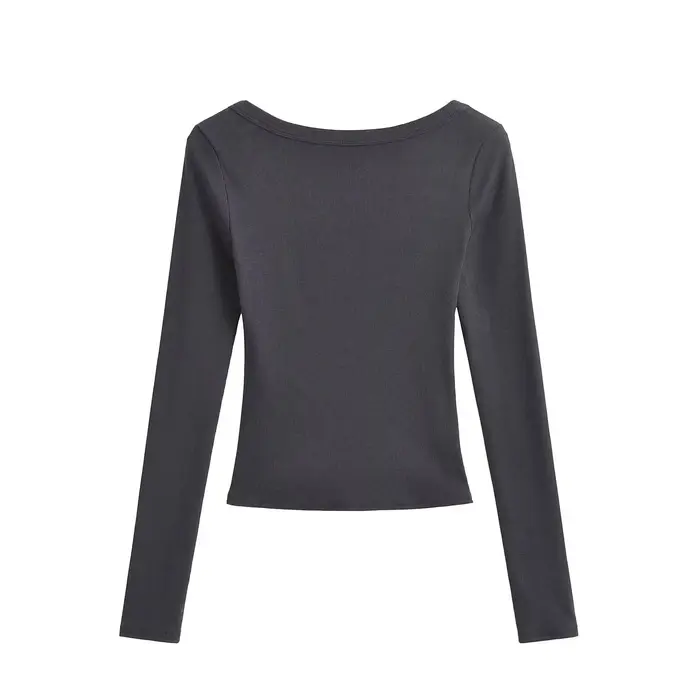 T-shirt manches longues pour femmes, haut à dos ouvert