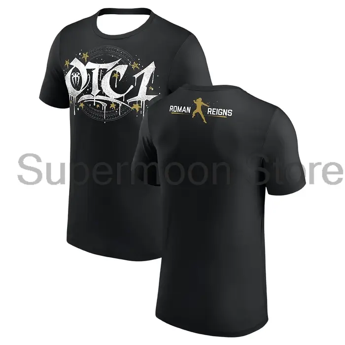 Roman Reigns Gold OTC1 T-shirt col rond à manches courtes Streetwear pour femmes et hommes, vêtement