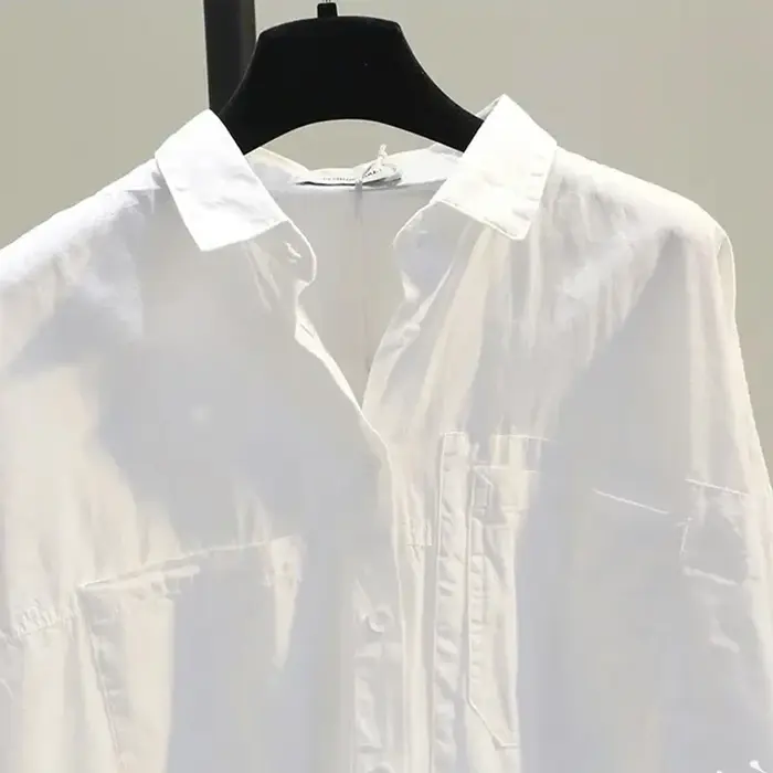 Chemisier blanc à manches longues pour femme