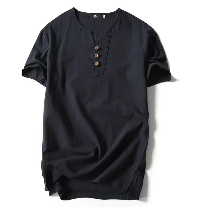 T-shirt en lin et coton à manches courtes pour homme 2026 – Léger et décontracté – Hauts et t-shirts