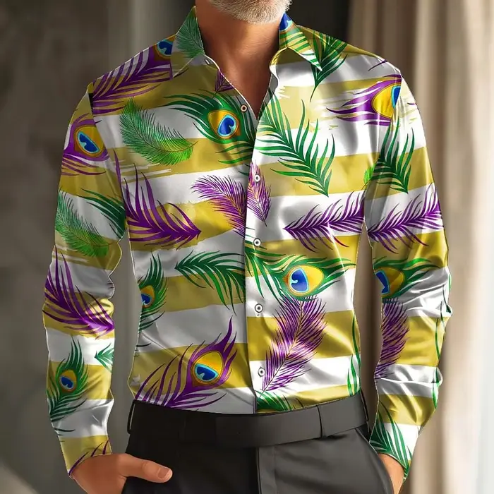 Chemise à manches longues pour hommes, imprimé carnaval rétro Paisley, coupe ample, Style de rue déc
