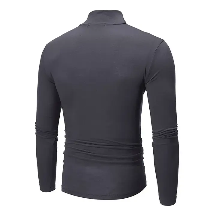 1/2 pièces automne hiver hommes col haut T-shirt coupe ajustée mode haute élastique à manches longue