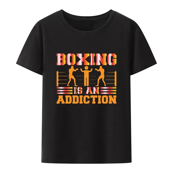 Le boxe est une dépendance impression t-shirt Camisa unisexe ample Humor à manches courtes rue mode 