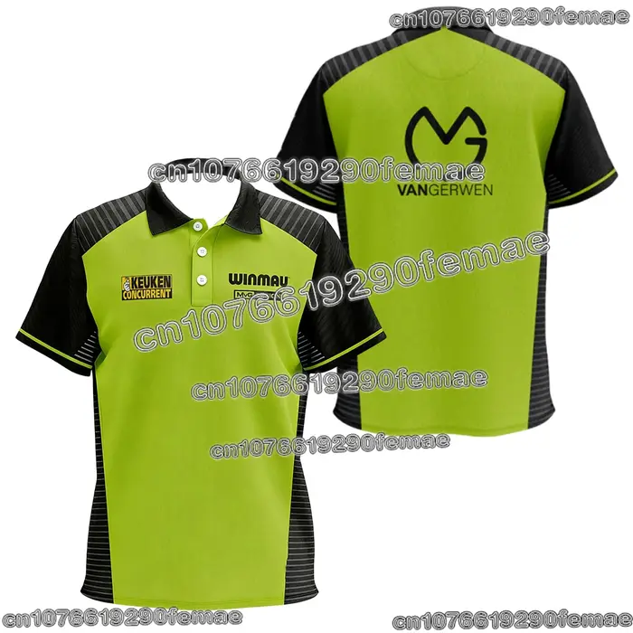 Michael van Gerwen 24/25 Polo de fléchettes professionnel avec fonction à séchage rapide Haut confortable pour un usage