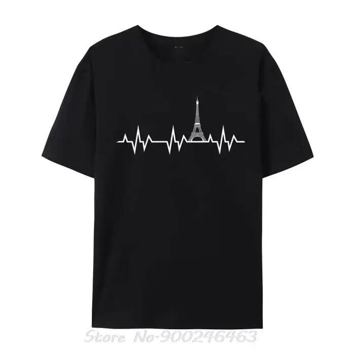 Tour Eiffel en battement de coeur T-Shirts Fitness serré haut à la mode T-Shirts unisexe coton t-shi