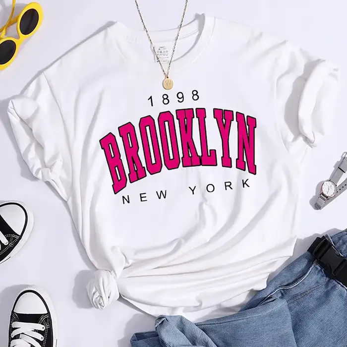 2024 Nouvel Été Femmes T-shirt 1898 Brooklyn New York Imprimé Manches Courtes T-Shirts Chaud Décontracté Streetwear