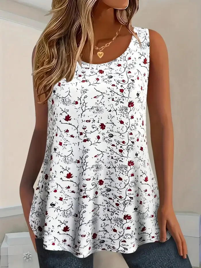 Grande taille 1XL-5XL femmes mode été petit imprimé fleuri débardeur dames décontracté sans manches 