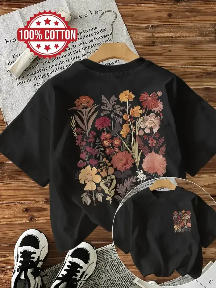 Fleur 100% coton Y2k T-Shirt femme drôle t-shirts Egirl mode coréenne graphique t-shirts hauts femme