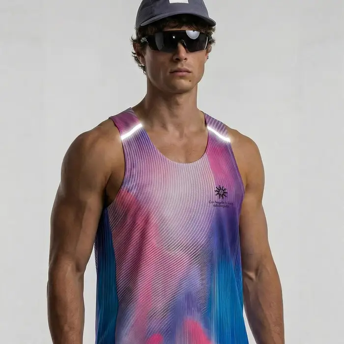 Débardeur Athlétique Homme Anti-Transpiration Séchage Rapide - T-shirt Sans Manches Haute Performance Extensible Respirant Dégradé pour Course et Gym