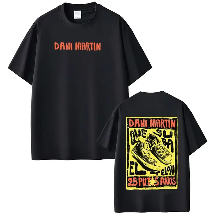 T-shirt graphique Singer Dani Martín 2026 Tour pour hommes et femmes, style hip-hop, en coton, coupe