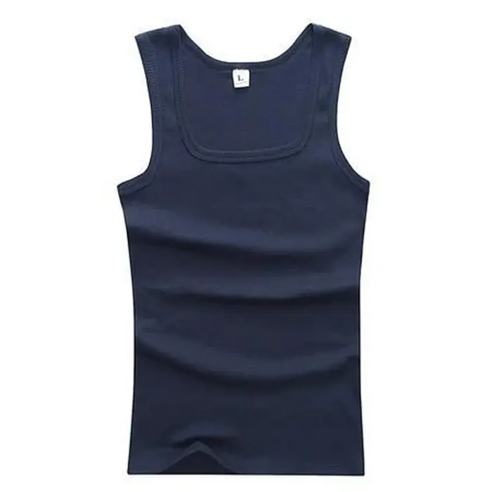 Couleur unie col carré débardeur coton hommes femmes gilet Fitness T-shirt sans manches musculation Gym T-shirts haut