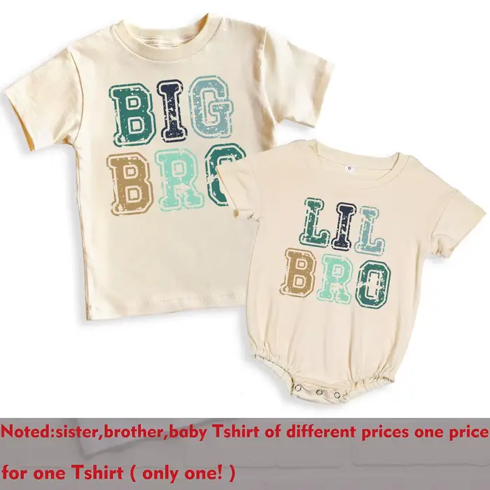 T-shirt assressentipour la famille imprimé Big Brother et Little Brother, t-shirt pour frères et sœu