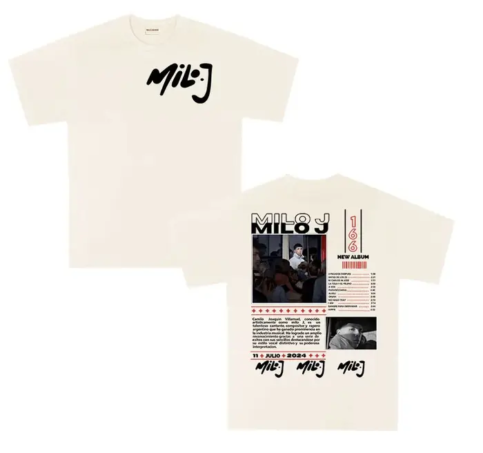 Rappeur Milo J 166 Tour 2025 album T-shirts hommes rétro haute qualité à manches courtes
