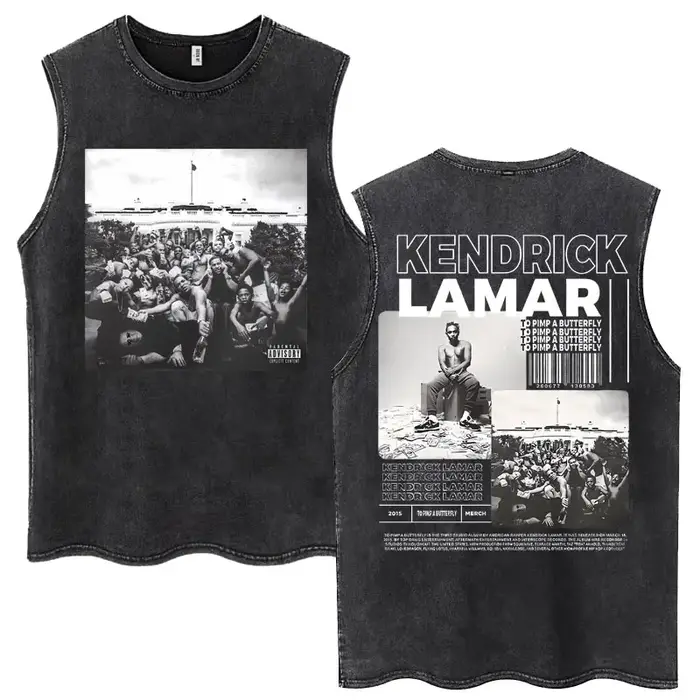 Débardeur Vintage délavé rappeur Kendrick Lamar Album pour hommes