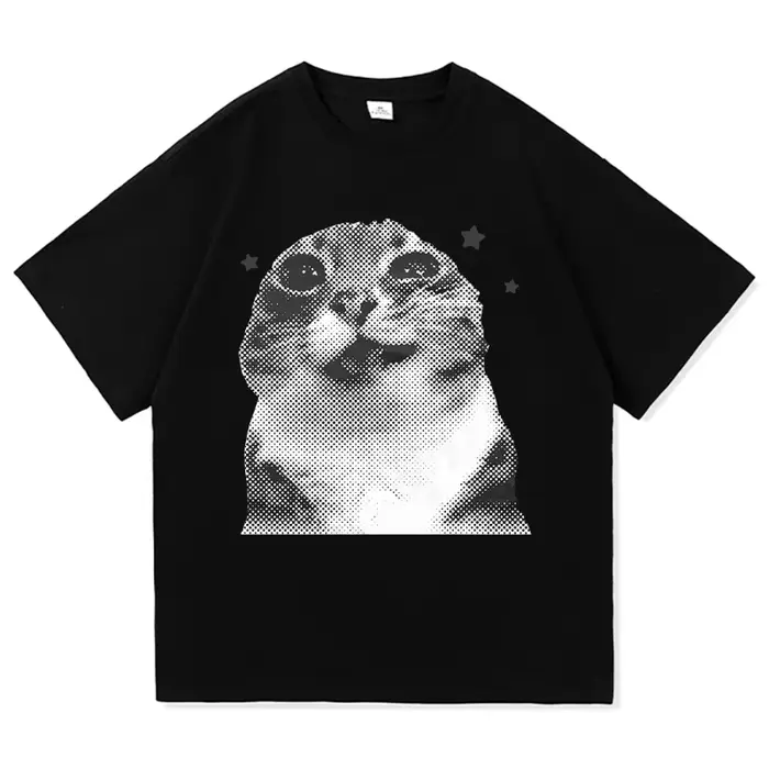 Y2k drôle chat Meme t-shirt vêtements Harajuku hauts col rond manches courtes t-shirts fille