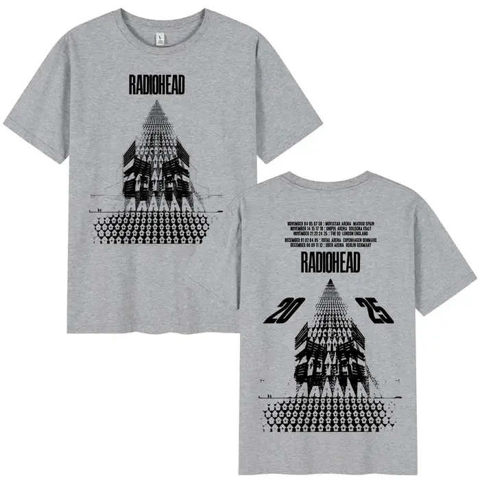 Radiohead World Tour T-shirt retour vers la route Merch surdimensionné t-shirts hommes femmes Rock Punk à manches courtes vêtements en coton lourd