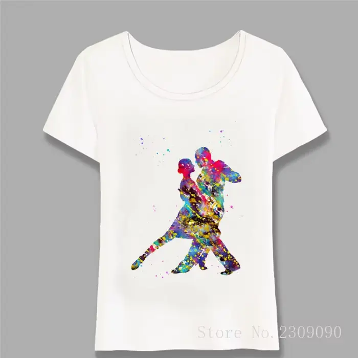 T-shirt femme Tango danseuses argentées, nouveauté mode T-Shirt Art coloré pour jeune fille décontra