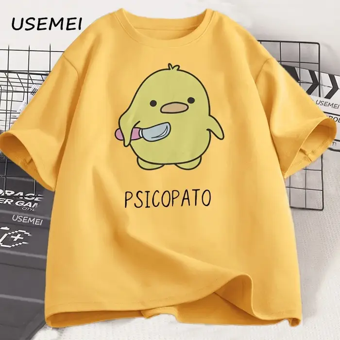 Psicopato T-shirt hommes femmes mignon canard avec couteau