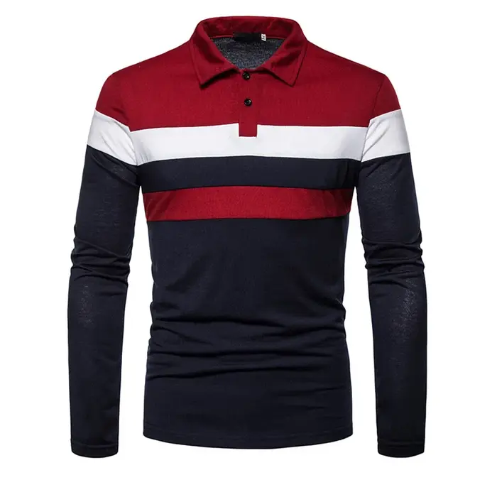 2025 Nouveau polo quatre saisons à manches longues coloré pour hommes pour le commerce extérieur