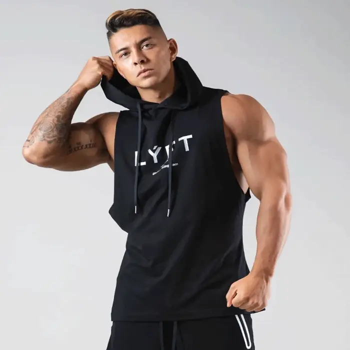 T-shirt à capuche pour homme, haut d'entraînement, de musculation, de Gym, sans manches