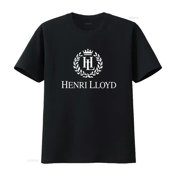 T-shirt noir avec Logo Henri Lloyd pour hommes, tailles S 5XL, long, vintage, lavé, doux, streetwear