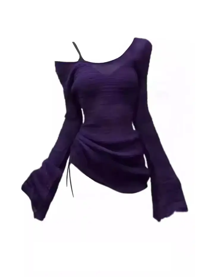 T-shirt tricoté violet Y2k pour femmes
