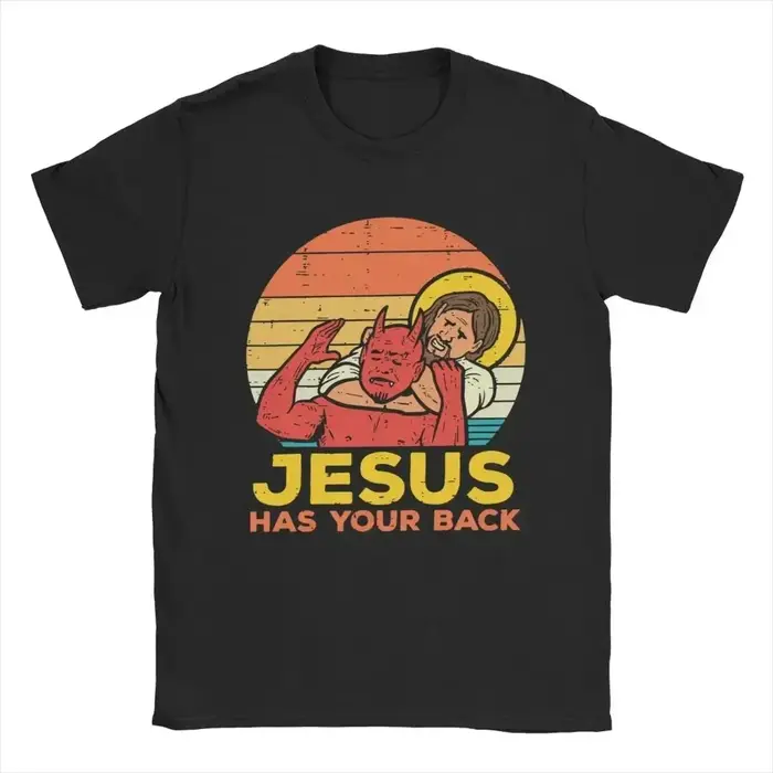 Jésus a votre dos Jiu Jitsu rétro chrétien t-shirts femmes et hommes vintage à manches courtes hauts