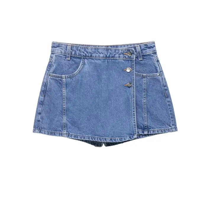 Ensembles de shorts en jean chics pour femmes ou chemises à manches courtes amples à col en V bouton