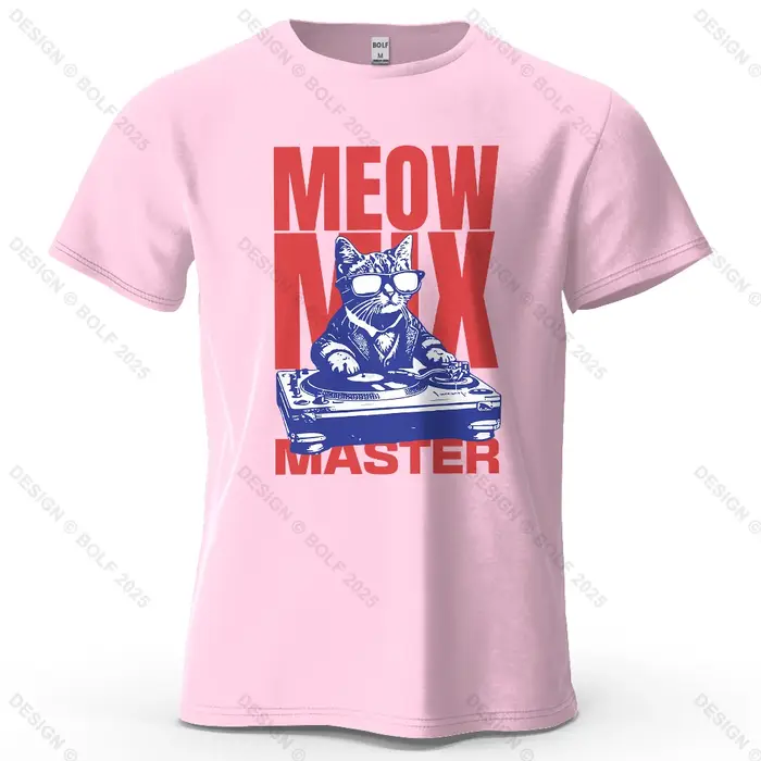Meow Mix Master imprimé hommes T-Shirt 100% coton surdimensionné dessin animé graphique t-shirts pour haut pour femme décontracté Streetwear