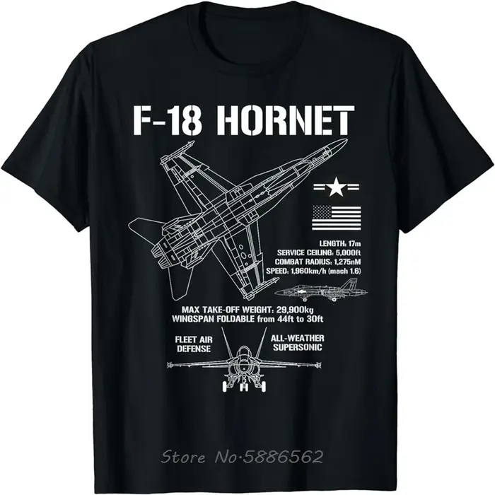F-18 Hornet Fighter Jet Specs avion militaire F18 T-Shirt surdimensionné unisexe T-Shirt coton Fitne
