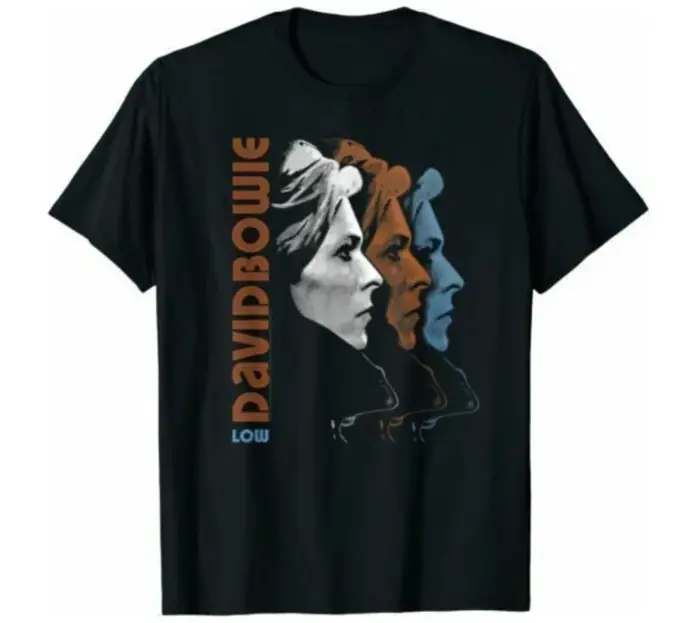 T-shirt unisexe David Bowie à taille basse, T-shirt rétro noir amusant, t-shirt graphique en pur cot