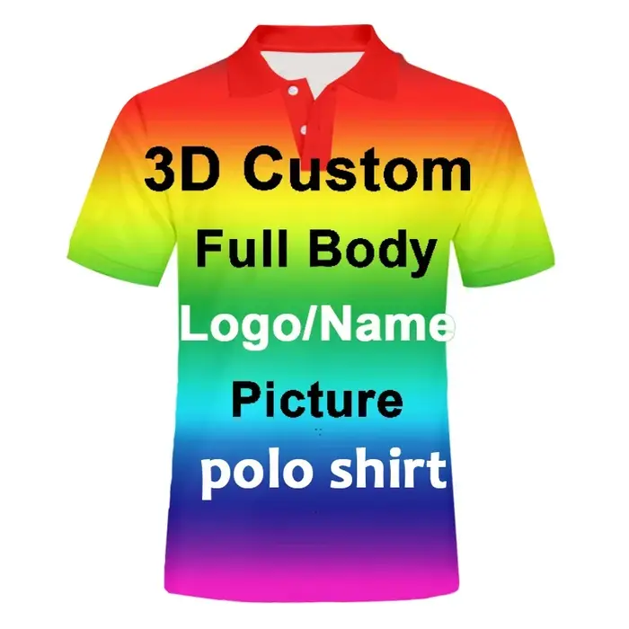 Polo à Manches Courtes avec Logo Imprimé en 3D pour Homme, Photo Personnalisée, Club, ixd'Anniversai