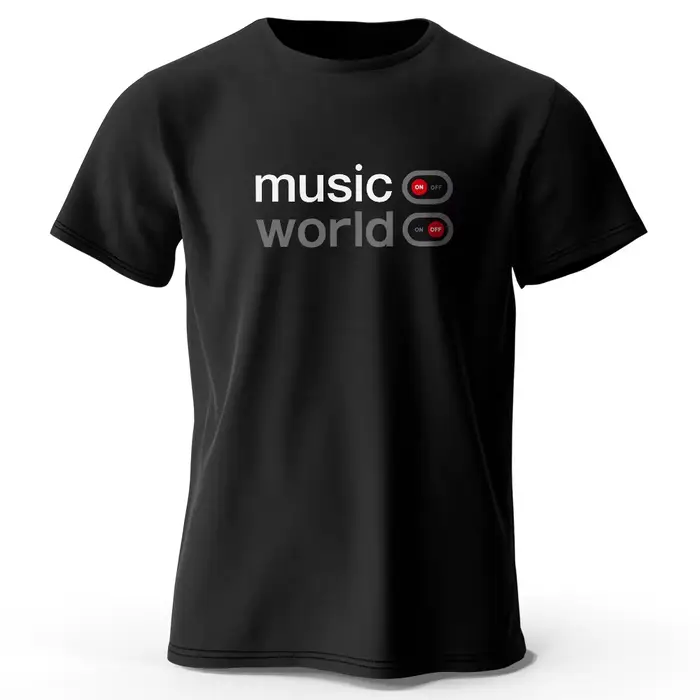 T-shirt imprimé Music World pour hommes, 100% coton, surdimensionné, classique, drôle, avec motifs g